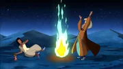 Aladin, Yoyo und Doc Croc fürchten sich vor dem bösen Zauberer.