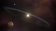 Der Asteroidengürtel liegt zwischen den Umlaufbahnen von Mars und Jupiter. Er besteht aus Gesteinsklumpen, die viel kleiner sind als Planeten.