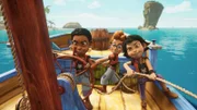 Finn (l.), Alexander (M.) und Zoe (r.) sind die Sardinen und sie wollen unbedingt das Wettsegeln der Pirate Academy gewinnen.