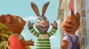 Pip gibt den fiesen, gemeinen Troll beim "Trollbrücken-Spiel".