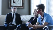 Mark Levine speaks with detectives after a vicious murder in the Levine family home.