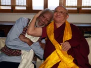 Nepal - Morgan Freeman with Chokyi Rinpoche at the Ka-Nying Shedrub Ling Monastery.