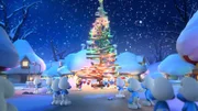 Der Weihnachtsabend ist gekommen und die Schlümpfe warten ungeduldig auf die Bescherung.