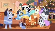 L-R: Uncle Stripe, Bluey, Socks, Bandit, Bingo, Chilli, Muffin, Aunt Trixie