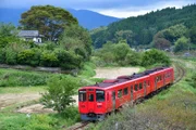 Ein schmalspuriger Nahverkehrszug auf dem Lande. Die ländlichen Regionen werden von zahlreichen Nebenbahnlinien erschlossen.