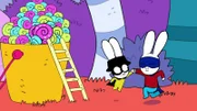 Mission erfüllt: Superhase und Captain Hase haben alle Schnecken erfolgreich eingesammelt.