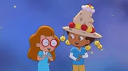 Charlotte und Elias hoffen, dass der Koch ihnen helfen kann.