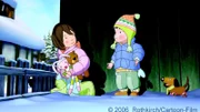 Laura und Tommy warten bis der alte Mann weg ist. Dann wollen sie im Haus nachsehen, ob er vielleicht der Weihnachtsmann ist.