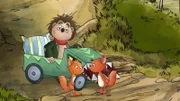 Billy und Benny sind begeistert: Rupert hat für sie eine Seifenkiste gebaut.