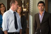 Detective Elliot Stabler (Christopher Meloni, l.) befragt Ken Turner (John Stamos): Hat dieser etwas mit einem Säugling zu tun, der inmitten von Müllbergen gefunden wurde und infolgedessen an Unterkühlung leidet?