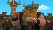 Erik, der Einäugige (M.), hat Fürst Haralds Kriegshammer und wird damit zum neuen Chef der Wikinger.