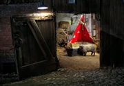 Adsche (Peter Heinrich Brix) hat die Requisiten im Stall vom Hof Brackelmann aufgebaut.