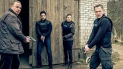 Karl Hidde (Alexander Held, l.), Karim Uthmann (Karim Günes) Thomas Jung (Johannes Zirner, r.) und Nina Petersen (Katharina Wackernagel) sind kurz davor den Täter zu stellen.