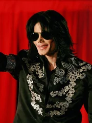 US popstar Michael Jackson addresses a press conference at the O2 arena in London.