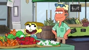 On the left : Cricket Green (voiced by Chris Houghton)
