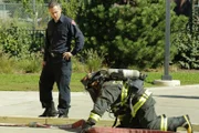 CHICAGO FIRE -- "Madmen and Fools" Episode 306 -- Pictured: (l-r) David Eigenberg as Christopher Herrmann, Monica Raymund as Gabriela Dawson.