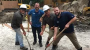 L-R: John "Old Man" Messner, Jason Pratt, Chris "Crash" Warren and Derek Pratt posing with shovels.