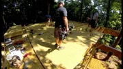 The crew working on the treehouse.