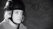 Kristie Rose trying to keep calm as she hears a noise in the dark.
