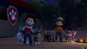 L-R: Marshall, Ryder, Tracker, Chase, Zuma, Carlos, Skye, Rubble, Rocky