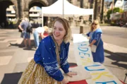 Die Ukrainerin Anhelina Leshak engagiert sich bei den Veranstaltungen zum ukrainischen Unabhängigkeitstag in Trier.