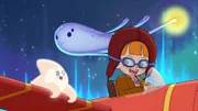 Der kleine Stern fliegt gerne mit der Pilotin.