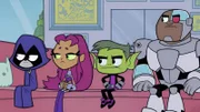 v.li.: Raven, Starfire, Beast Boy, Cyborg