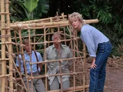 Sarah (Jeanetta Arnette, re.) verspricht Hannibal (George Peppard, mi.), Face (Dirk Benedict, li.) und den Anderen zu helfen...