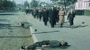 Kiewer Juden werden von den Nazis in den Straßen von Kiew zusammengetrieben, bevor sie in Babi Yar ermordet werden, September 1941. (Kredit: HAMBURGER INSTITUT)