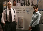 (l-r) Dann Florek as Capt. Donald Cragen, Paula GarcÈs as Detective Millie Vizcarrondo