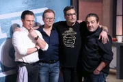 V.l.: Stefan Mross, Wolfgang Lippert, Mousse T. und Coach Juan Amador