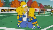Seinen Kindern Bart (r.) und Lisa (l.) zur Liebe tut Homer fast alles (M.), doch als er mit Milhouses Vater Kirk ihr Lacrosseteam trainieren soll, gerät seine Vaterliebe an die Grenzen ...