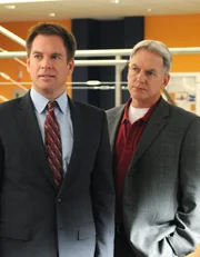 The team is stunned when Gibbs (Mark Harmon, right), enlists the help of DiNozzo's (Michael Weatherly, left) father to solve a case on "NCIS"