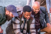 Donovan (KEVIN HANCHARD) and Reggie (ALI HASSAN) with fellow treasure hunters Rex (DIESEL VOM BURGIMWALD)