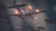 German bomber being attacked over UK by anti aircraft guns.