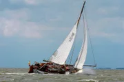 Unterwegs übers Ijsselmeer mit traditionellem Plattbodenschiff.