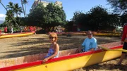 Cleints Ed and Lynn Mendhelson get ready to take a paddling lesson in Maui.
