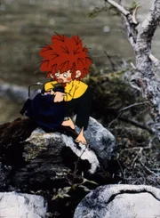 Was ist denn wohl in dem Rucksack? Der Pumuckl überprüft den Inhalt.