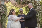 Pictured: (l-r): Kate Pearson (Chrissy Metz), K&T Justice of the Peace (Laura Leyva) and Toby Damon (Chris Sullivan).