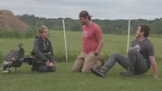 Dan and Chris McKernan are joining Alicia Maclean in playing with the turkeys at Barn Sanctuary.