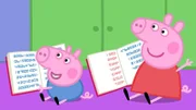 Peppa (r.) meldet sich und klärt die Spielgruppe darüber auf, dass es sich um Georges Highscore handelt.