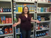 Briana with her stockpile.