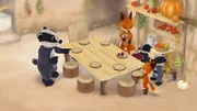 Rosie und die Zwillinge helfen am Eltern-Tag den Frühstückstisch zu decken.
