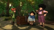Robin Hood, Tuck und Little John haben die Schatzkiste von Prinz John erbeutet.