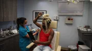 Dr. Lee marks up Tameru Logbichio during her procedure.