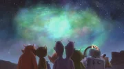 Gemeinsam bewundern die Freunde das kosmische Flirreln, ein unglaubliches Lichtspektakel am Himmel von Okidoki.