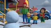 Caillou und Sarah bauen Schneemänner.