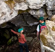 Aeolus Cave – East Dorset, Vermont - Vermont Fish & Wildlife researchers prepare to lead a crew into Aeolus Cave to film bats with white-nose syndrome.