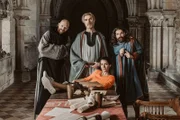Clarissa mit Karl dem Großen und seiner Begleitung.