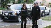 Sara (Jorja Fox) und Dr. Raymond Langston (Laurence Fishburne) untersuchen die eigenartigen Umstände eines versuchten Selbstmordes. Sara (Jorja Fox) und Dr. Raymond Langston (Laurence Fishburne) untersuchen die eigenartigen Umstände eines versuchten Selbstmordes.